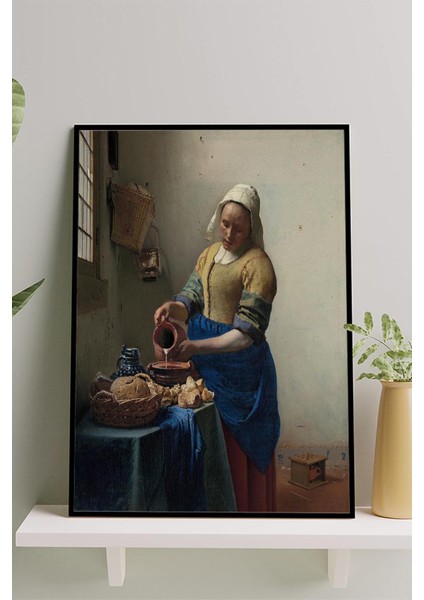 The Milkmaid - Johannes Vermeer Sanatsal Çerçeveli Tablo