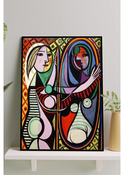 Ayna Karşısındaki Kız-Pablo Picasso Sanatsal Çerçeveli Tablo