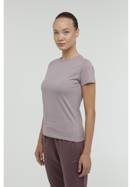 W-CT122 Basıc C Neck T-Sh Pastel Mor Kadın Kısa Kol T-Shirt