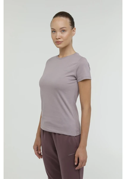 W-CT122 Basıc C Neck T-Sh Pastel Mor Kadın Kısa Kol T-Shirt