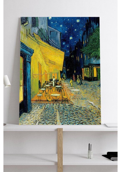 Kafe Terasta Gece - Van Gogh Sanatsal Kanvas Tablo