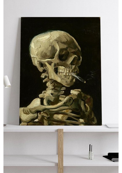 Sigara Içen Kafatası - Van Gogh Sanatsal Kanvas Tablo