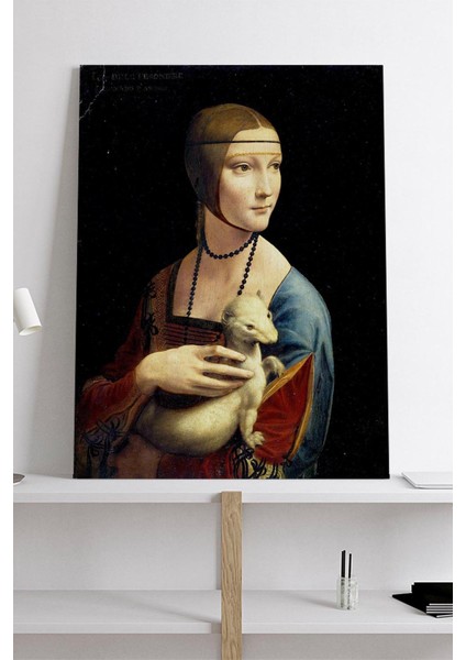 Lady Ermine Kakımlı -Leonardo Da Vinci Sanatsal Kanvas Tablo