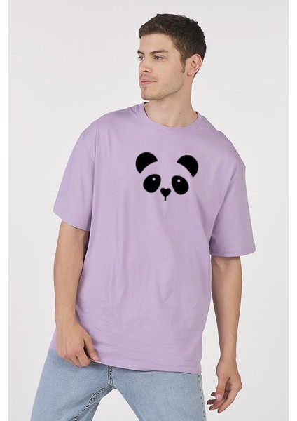Oversize T-Shirt Panda Lila modelleri