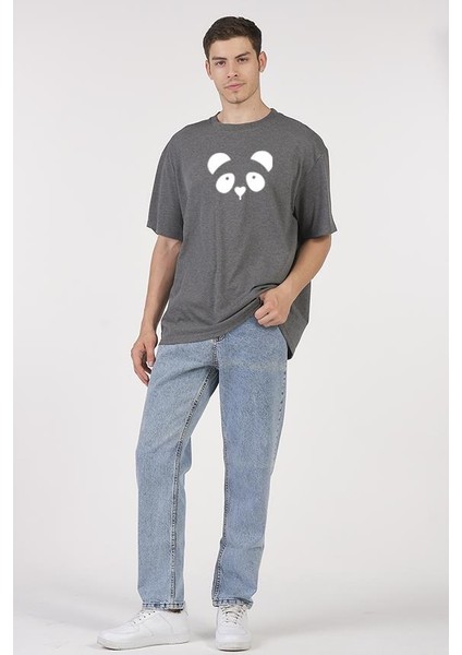 Oversize T-Shirt Panda Antrasit