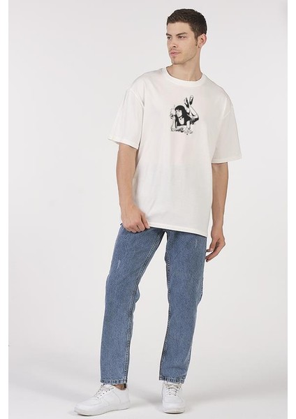 Oversize T-Shirt Mia Stroke Ekru