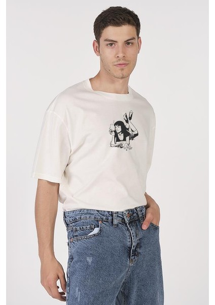 Oversize T-Shirt Mia Stroke Ekru