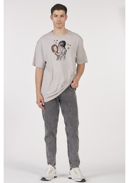 Oversize T-Shirt Love Gri modelleri