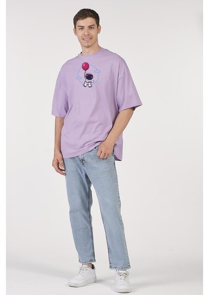 Oversize T-Shirt Cloudy Astronot Lila