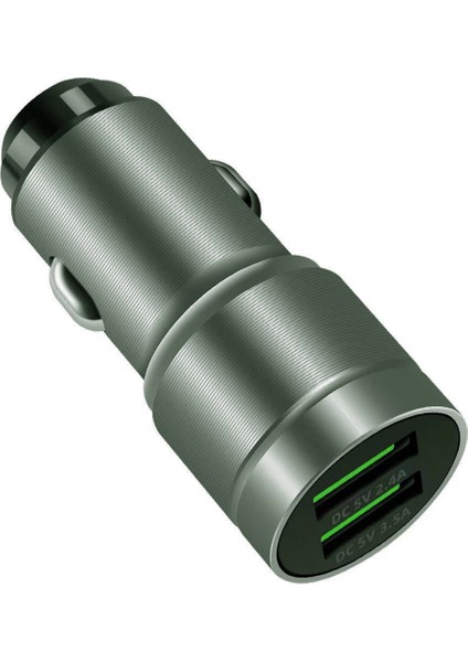 C-771 Micro Kablo ve Metal Başlık Araç Şarj Seti 2.4A + 3.5A 23W