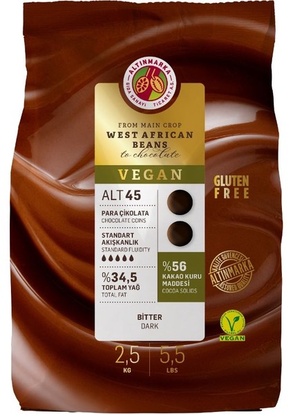 Alt45 Bitter Vegan Mini Para Çikolata 2,5 kg