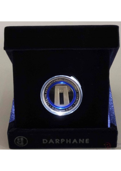 2022 Yılı 1915 Çanakkale Köprüsü Açılışı Polimer " Mavi " Halkalı ve LED Işıklı Darphane Hatıra Gümüş Kadife Kutusunda