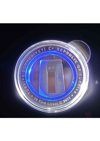 2022 Yılı 1915 Çanakkale Köprüsü Açılışı Polimer " Mavi " Halkalı ve LED Işıklı Darphane Hatıra Gümüş Kadife Kutusunda fiyatları