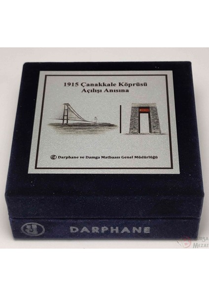 2022 Yılı 1915 Çanakkale Köprüsü Açılışı Polimer " Mavi " Halkalı ve LED Işıklı Darphane Hatıra Gümüş Kadife Kutusunda fırsatları