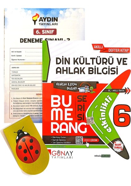 Günay Yayınları 6.Sınıf Bumerang Din Kültürü-Yeni-(Aydın Yay Deneme+Kitap Ayracı)