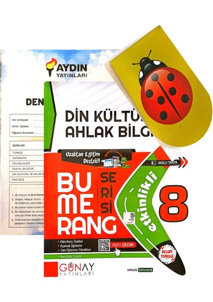 Günay Yayınları 8.Sınıf Bumerang Din Kültürü-Yeni-(Aydın Yay Deneme+Kitap Ayracı)