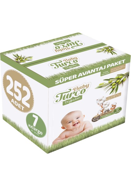 Bebek Bezi Doğadan Beden:7 (20-30 kg) Xxlarge 252 Adet Süper Avantaj Paket