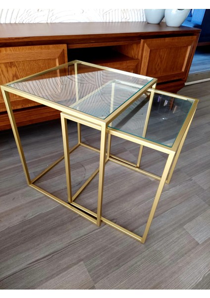 Athena 2'li Kare Gold Metal Zigon Sehpa fiyatları