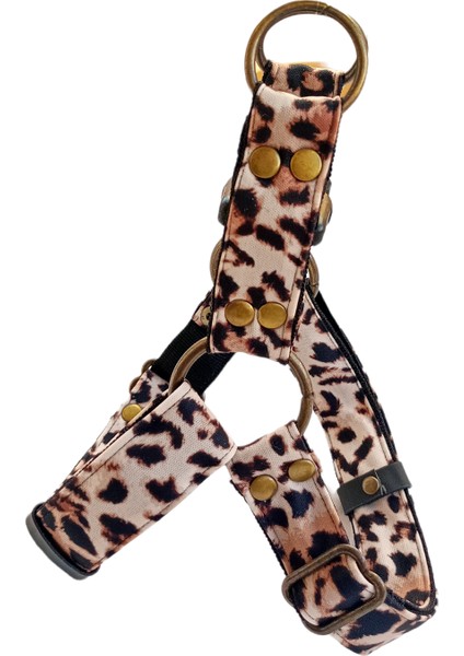 Köpek göğüs tasması minik ırk leopar desen saten kumaş genişlik:2,5cm göğüs ölçüsü:30-50cm ayarlamalı dog harness GT4-8