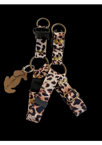 Köpek göğüs tasması minik ırk leopar desen saten kumaş genişlik:2,5cm göğüs ölçüsü:30-50cm ayarlamalı dog harness GT4-8