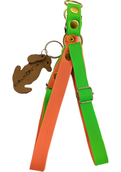Köpek göğüs tasması minik ırk yumuşak kolon turuncu yeşil çift kat genişlik:1,5cm boyun ölçüsü:22-40cm ayarlamalı dog harness GT3-33