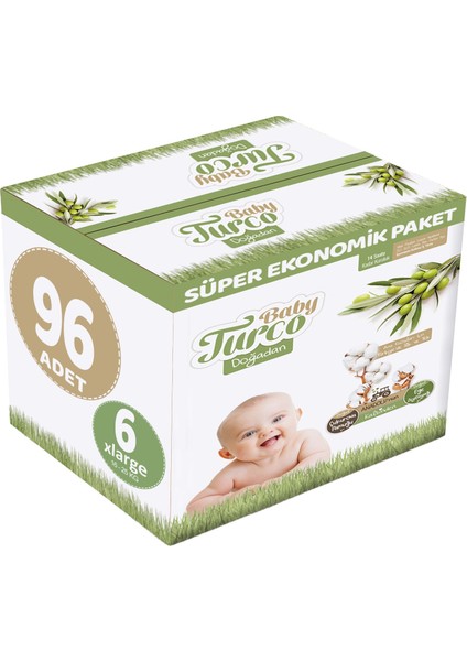 Bebek Bezi Doğadan Beden:6 (16-25 kg) Xlarge 96 Adet Süper Paket