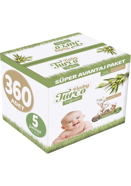 Bebek Bezi Doğadan Beden:5 (12-25 kg) Junior 360 Adet Süper Avantaj Paket