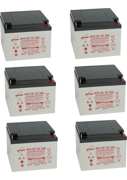 NP24-12 12VOLT 24AMPER Ups Aküsü 6lı Set Yeni Üretim Tarihli