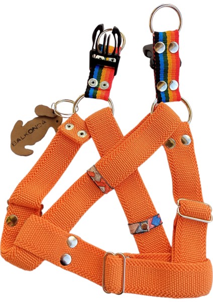 Köpek göğüs tasması orta ırk turuncu yumuşak kolon genişlik:3,5cm kalınlık:3mm göğüs ölçüsü:40-75cm ayarlamalı dog harness GT3-18