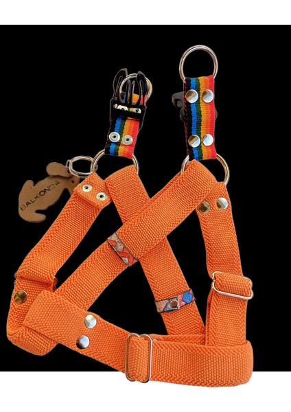 Köpek göğüs tasması orta ırk turuncu yumuşak kolon genişlik:3,5cm kalınlık:3mm göğüs ölçüsü:40-75cm ayarlamalı dog harness GT3-18