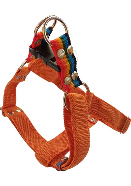 Köpek göğüs tasması orta ırk turuncu yumuşak kolon genişlik:3,5cm kalınlık:3mm göğüs ölçüsü:40-75cm ayarlamalı dog harness GT3-18
