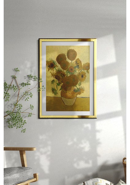 Ahşap Çerçeveli Tablo Çerçeveli Ahşap Dekor Tablo Seti Dekoratif Tablo Van Gogh Ay Çiçeği Tablo
