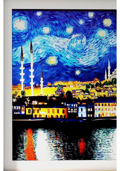Ahşap Çerçeveli Tablo Çerçeveli Ahşap Dekor Tablo Seti Dekoratif Tablo Van Gogh Istanbul Manzarası fiyatları