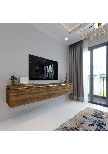 Duvara Monte Gold Üçgen Kulp G6117-2 Ceviz 35 cm Derinlik