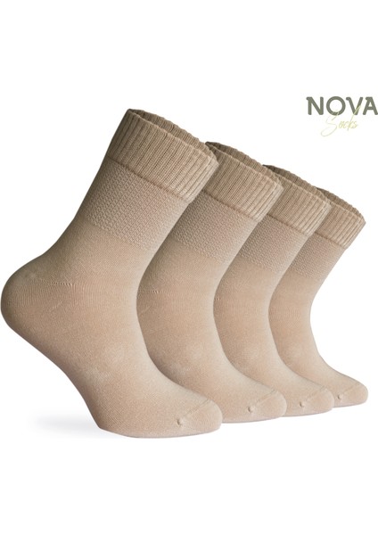 Nova Socks Kadın 4'lü Bambu Lastiksiz Sıkmayan Extra Rahat Şeker Çorabı / Çorap