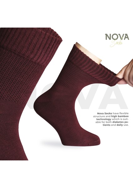 Nova Socks Kadın 4'lü Bambu Lastiksiz Sıkmayan Extra Rahat Şeker Çorabı / Çorap