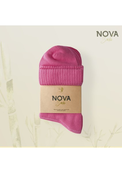 Nova Socks Kadın 4'lü Bambu Lastiksiz Sıkmayan Extra Rahat Şeker Çorabı / Çorap