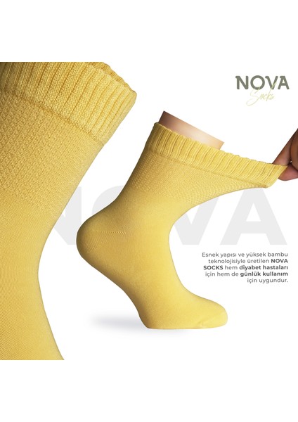 Nova Socks Kadın 4'lü Bambu Lastiksiz Sıkmayan Extra Rahat Şeker Çorabı / Çorap