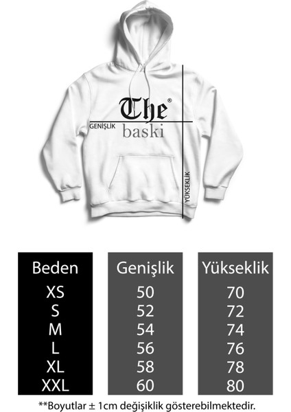 The Baskı Unisex Beyaz Friends Vegan Baskılı Kanguru Cepli Kapüşonlu Içi Polar Sweatshirt