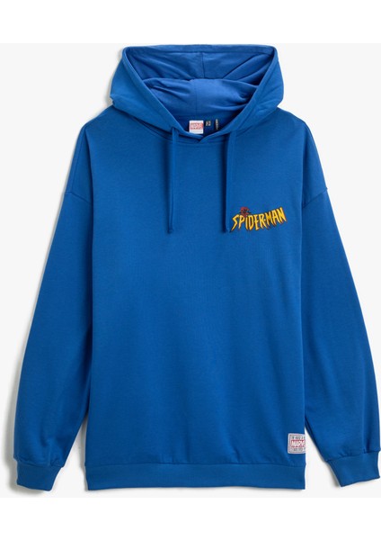 Spiderman Kapşonlu Oversize Sweatshirt Şardonlu Lisanslı Baskılı