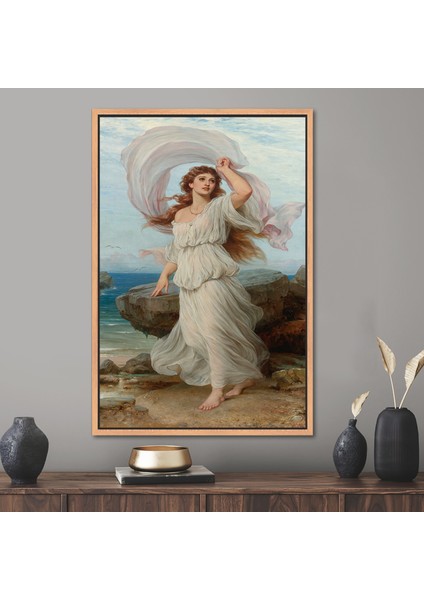 1 Parça Naturel Çerçeveli Kanvas Tablo, Tempest Miranda, Thomas Francis Dicksee Kanvas Baskı,