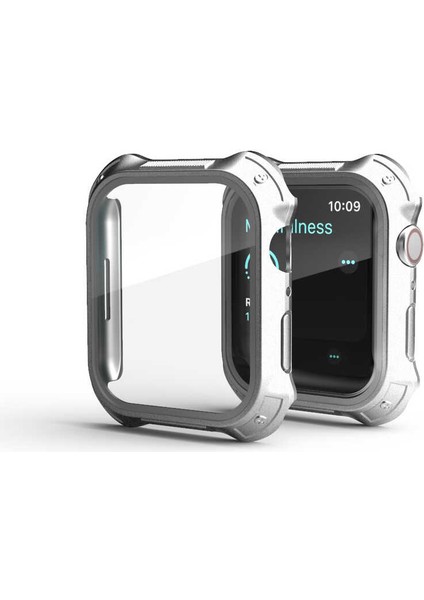 Apple Watch 7 Tank Zırh Kasa ve Ekran Koruyucu Gard 10 41mm Gümüş