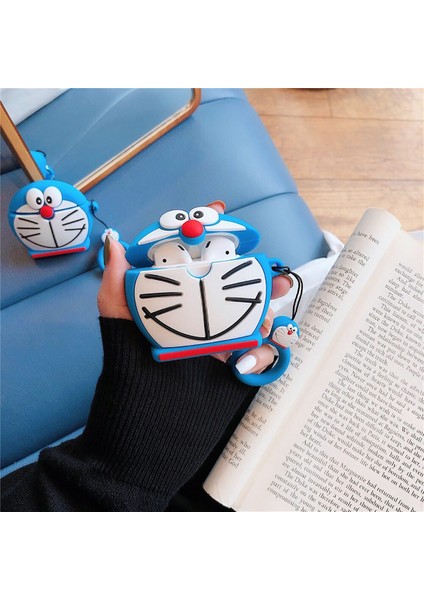 Air-podss 1-2 Kılıf Doraemon Mavi
