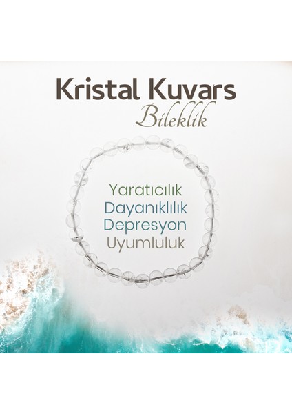 Osmanlı Doğaltaş Kristal Kuvars Doğaltaş Bileklik 8 Mm, B979