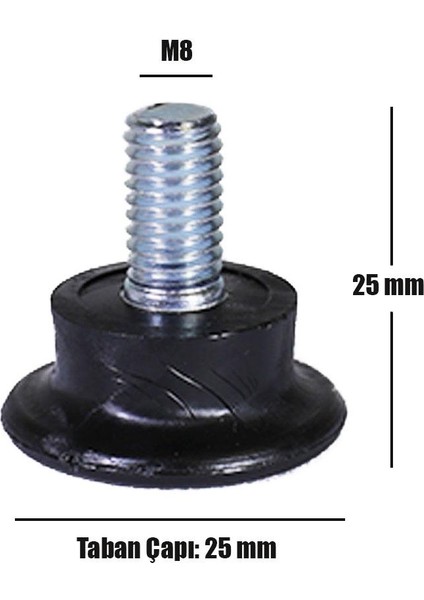 Bingo Rotil Ayak M8 Civatalı 25 Mm Siyah Profil Ayağı 2.5 Cm fiyatları