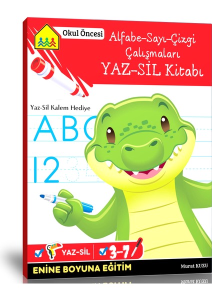 Alfabe-Sayı-Çizgi Çalışmaları Yaz Sil Kitabı (Ciltli)