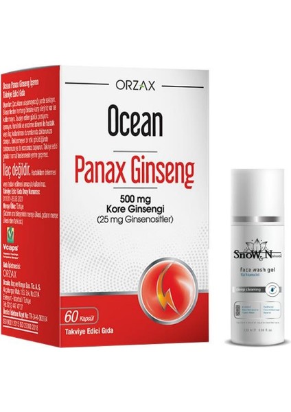Panax Ginseng 60 Kapsül + Yüz Temizleme Jeli 100ML Hediyeli