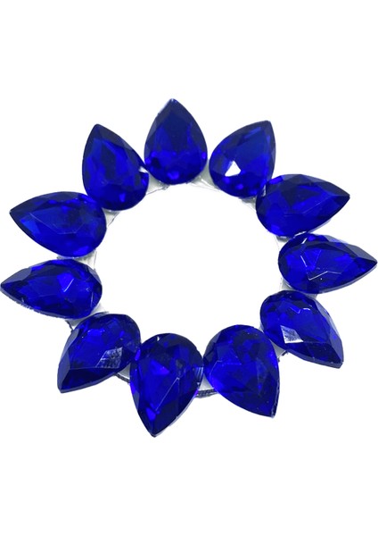 Kristal Damla Taşlı Start Stop Düğme Halkası Saks Mavi fiyatları