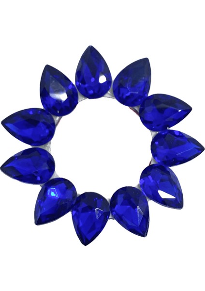 Kristal Damla Taşlı Start Stop Düğme Halkası Saks Mavi modelleri
