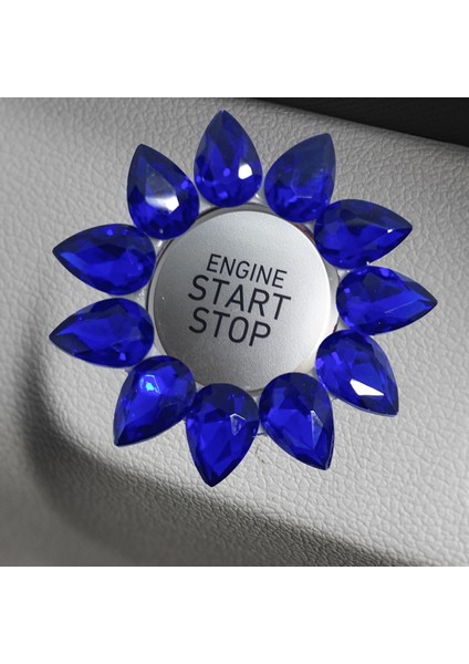 Kristal Damla Taşlı Start Stop Düğme Halkası Saks Mavi fırsatları